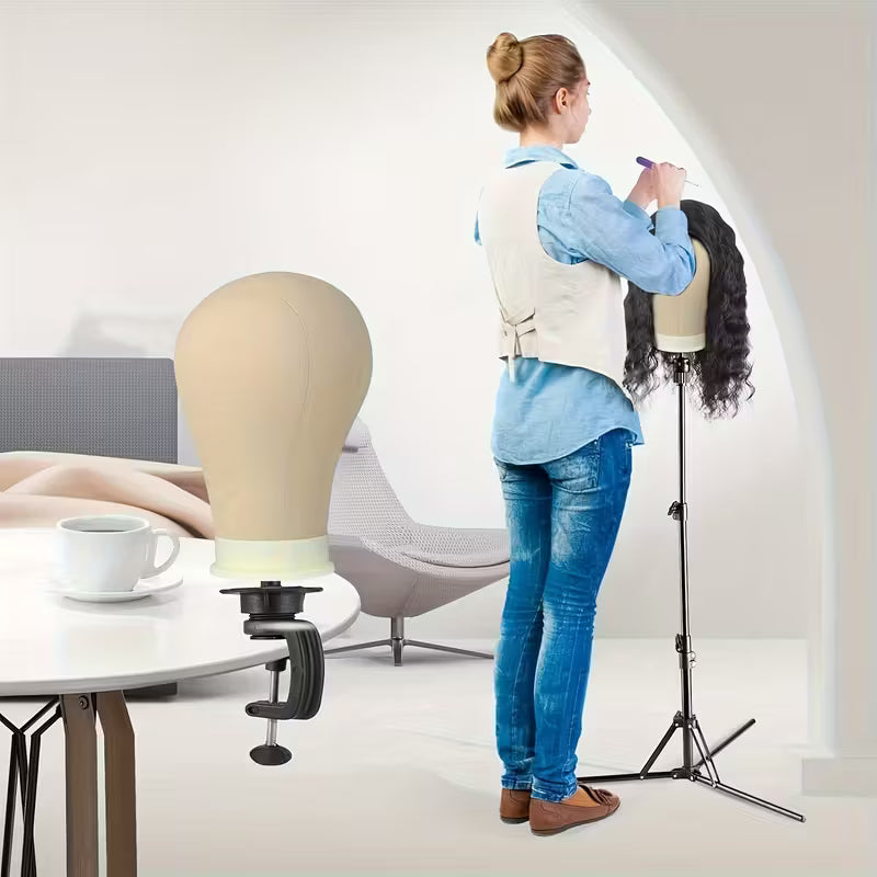 Soporte Profesional de Lona para Pelucas – Edición Especial Estilistas 💇‍♀️