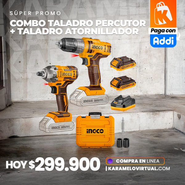 COMBO TALADRO PERCUTOR + TALADRO ATORNILLADOR DE IMPACTO