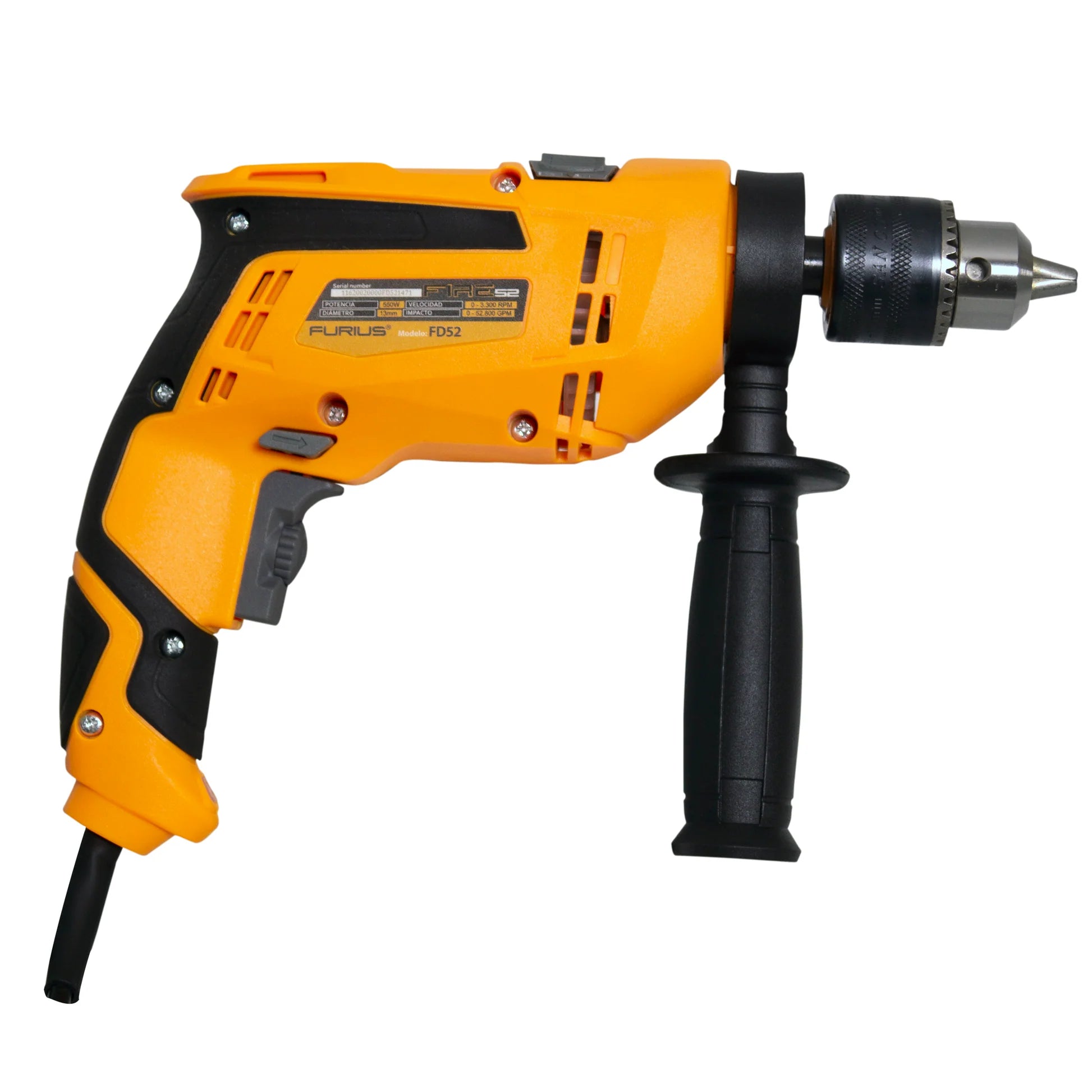 TALADRO FURIUS 1/2" PERCUTOR 550W FD52