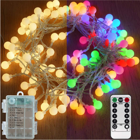 Luces Decorativas 5 metros Bombillos Bola Dual Amarilla/multicolor