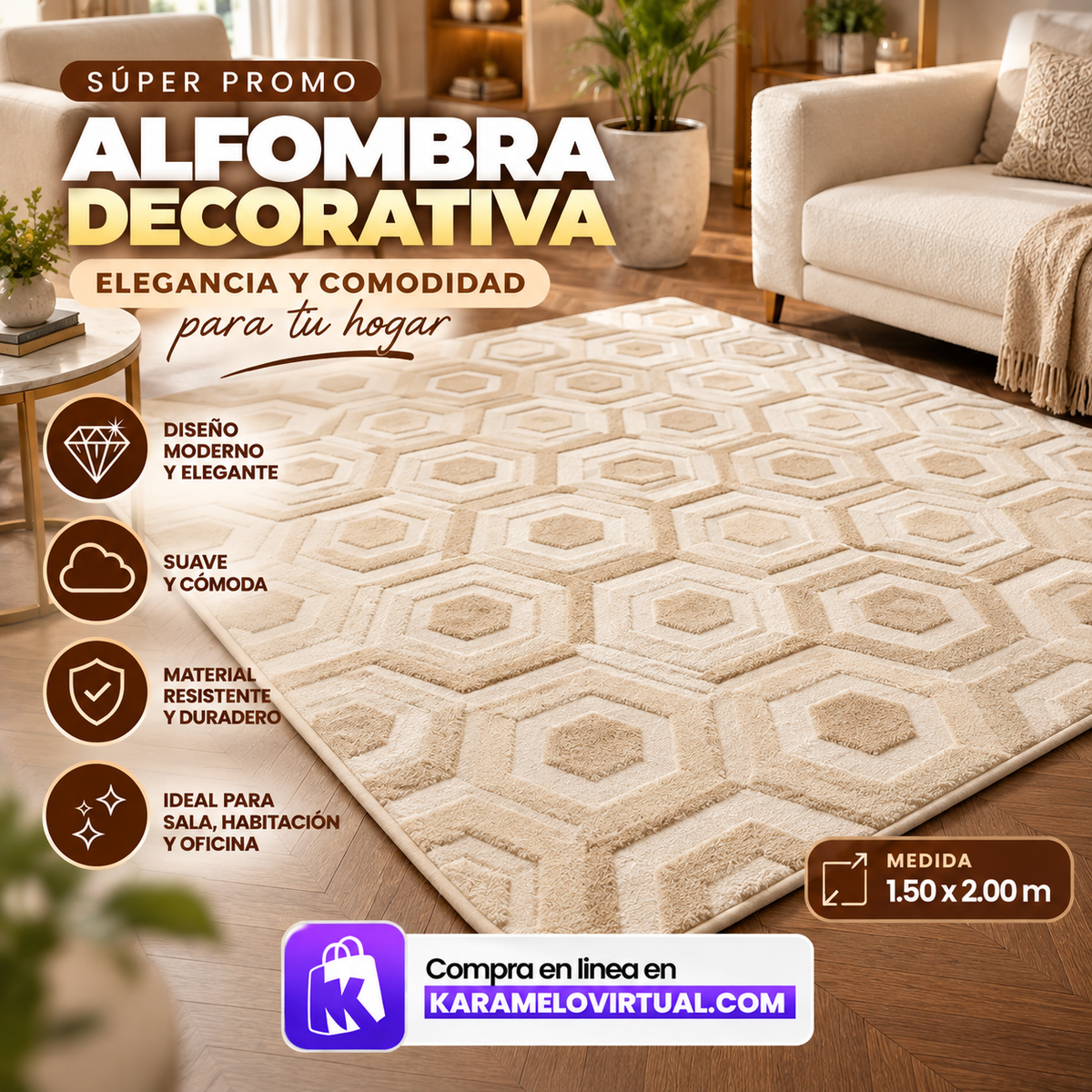 ALFOMBRA DECORATIVA BLANCA