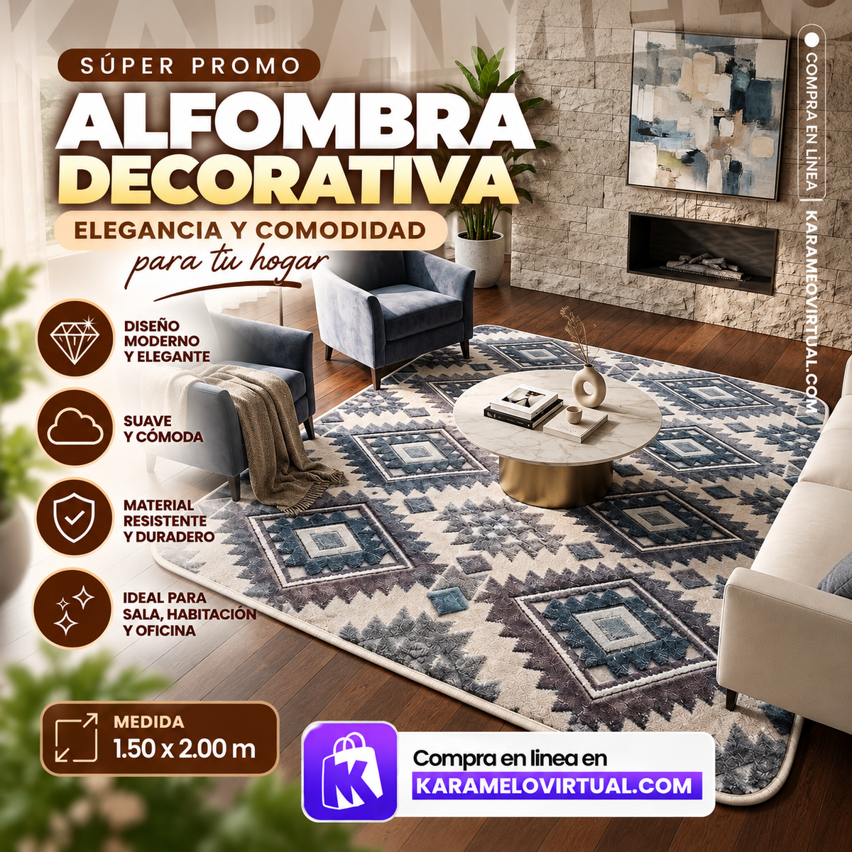 ALFOMBRA DECORATIVA AZUL