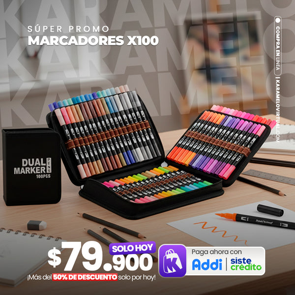 MARCADORES DOBLE PUNTA X100 UNIDADES
