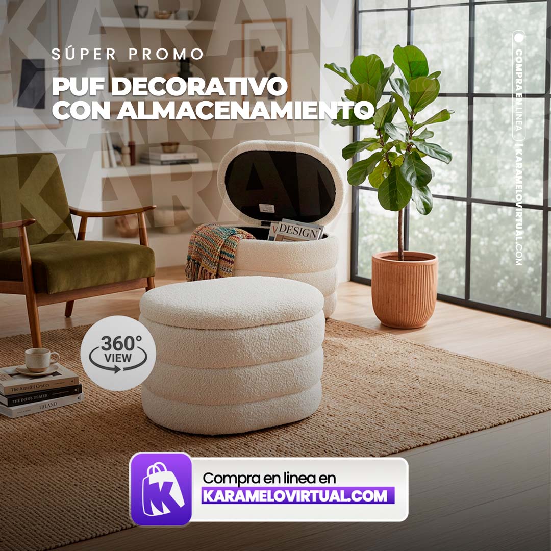 PUF DECORATIVO CON ALMACENAMIENTO