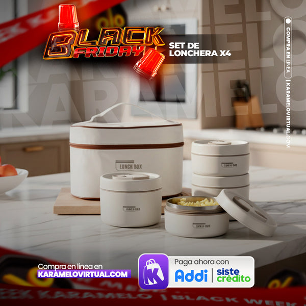 SET DE 4 LONCHERAS PORTA COMIDA HERMETICO