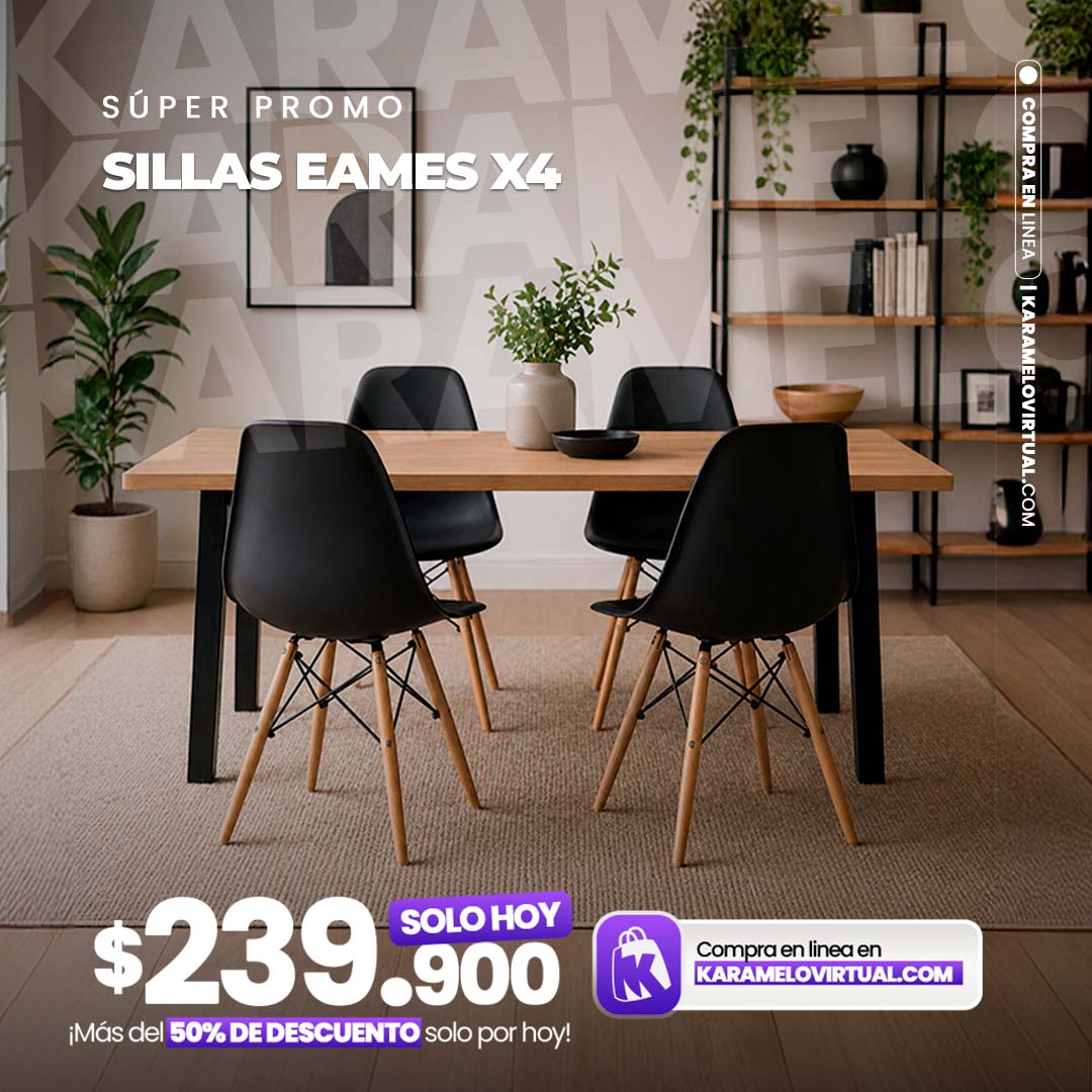 COMBO X4 SILLAS DE MADERA NEGRA