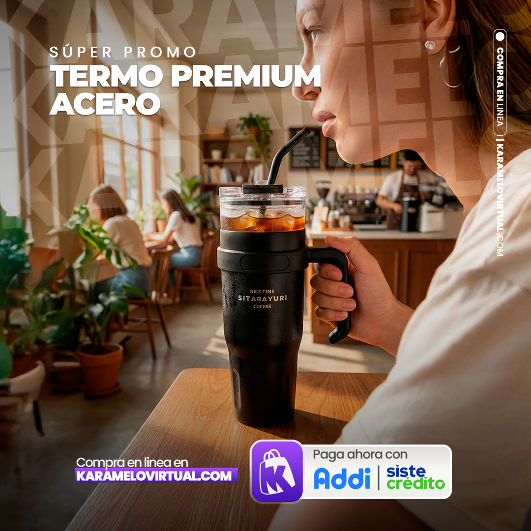Termo Acero Inoxidable 900ml Premium Innovo Sitarayuri Doble Boquilla Frío/Calor Coffee