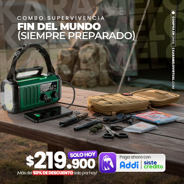 COMBO FIN DEL MUNDO RADIO DE EMERGENCIA + KIT SUPERVIVENCIA